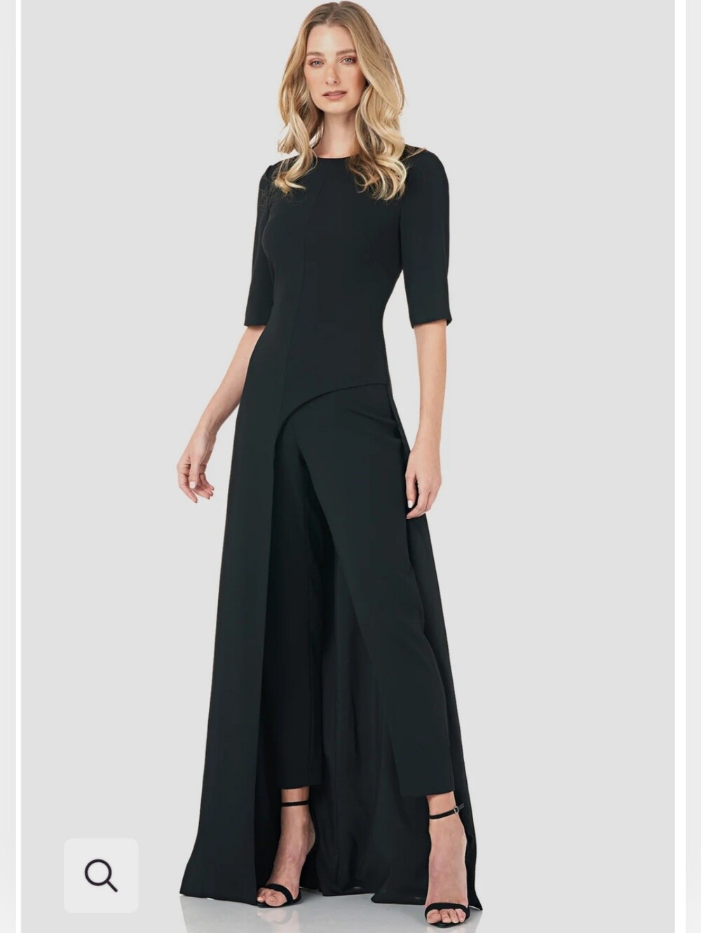 Kay Unger Davina Elegant Black Long Overlay Jumpsuit Sz.16 NWT